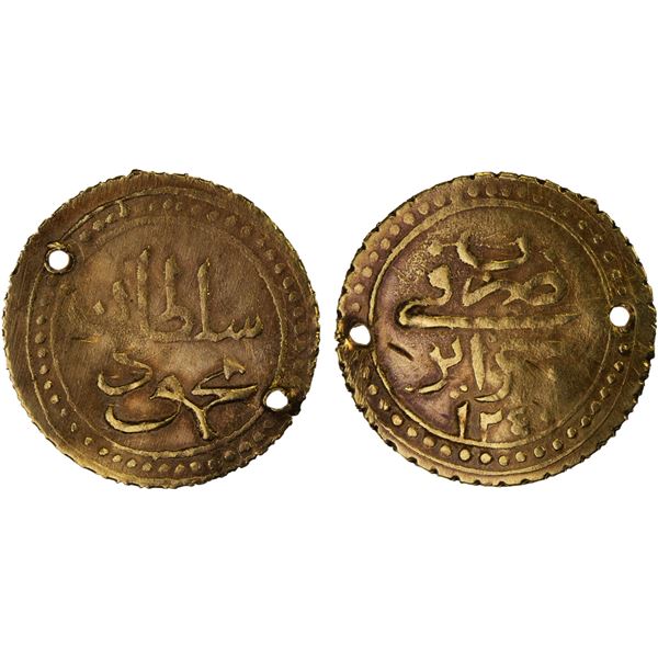 ALGIERS: Mahmud II, 1808-1839, AV 1/4 sultani (0.84g), Jaza'ir, AH1240, F-VF