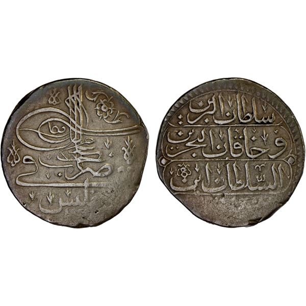 GEORGIA: Ahmad III, 1703-1730, AR abbasi (5.32g), Tiflis (Tbilisi in Georgia), AH11(15), bold VF