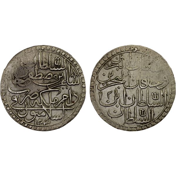 TURKEY: Selim III, 1789-1807, AR 2 zolota (60 para), Islambul, AH1203 year 2, VF-XF