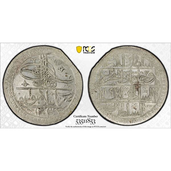 TURKEY: Selim III, 1789-1807, AR yuzluk, Islambul, AH1203 year 19, PCGS MS63