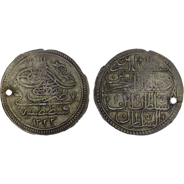 TURKEY: Mustafa IV, 1807-1808, AR piastre (kurush) (12.17g), Kostantiniye, AH1222 year 1, VF