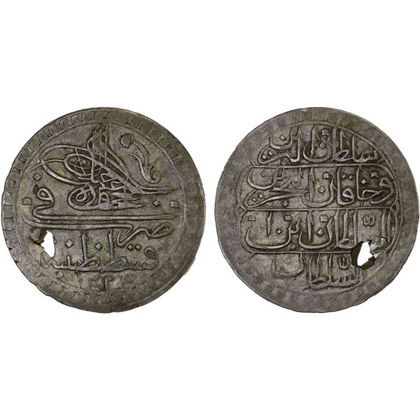 TURKEY: Mahmud II, 1808-1839, AR 10 para (2.99g), Kostantiniye, AH1223 year 2, XF