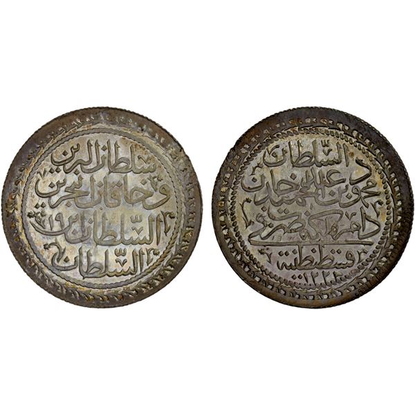 TURKEY: Mahmud II, 1808-1839, AR 60 para (6.61g), Kostantiniye, AH1223 year 19, lustrous Unc