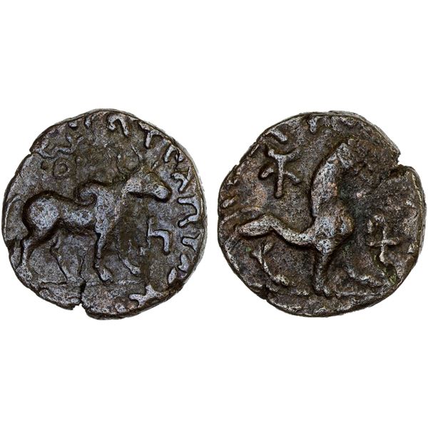 SATRAP OF KASHMIR: Zeionises b. Manigula, ca. 10 BC - 10 AD, AE tetradrachm (8.13g), bold VF