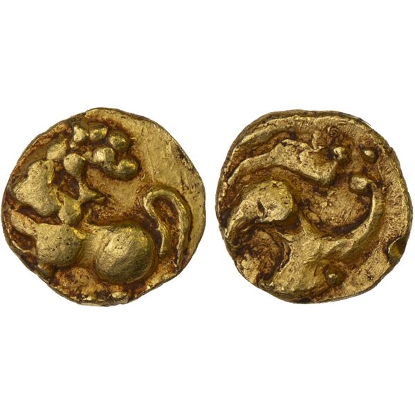 KADAMBAS OF HANGAL: Anonymous, AV fanam (0.53g), ca. 11th century, VF