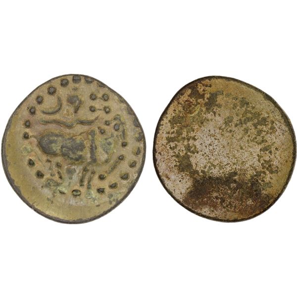 PALLAVAS OF KANCHI: Anonymous, potin unit (4.75g), ca. 4th century, VF-XF