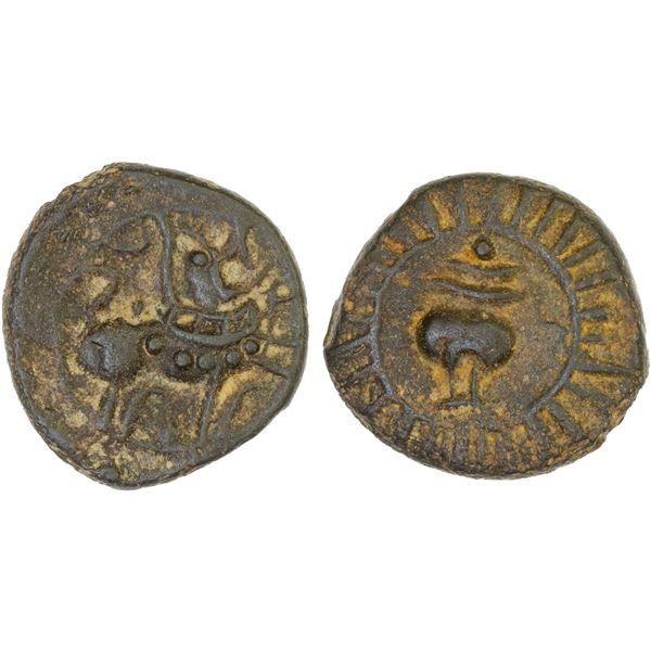 PALLAVAS OF KANCHI: Anonymous, potin unit (7.16g), ca. 400-675, Choice VF