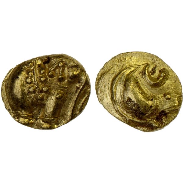 WESTERN GANGAS: Anonymous, AV fanam (0.32g), ca. 11th-14th century, AU