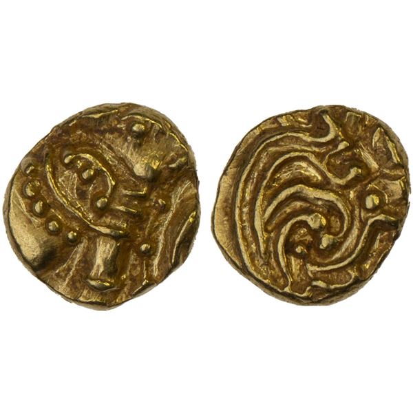 WESTERN GANGAS: Anonymous, AV fanam (0.38g), ca. 11th-14th century, Choice AU