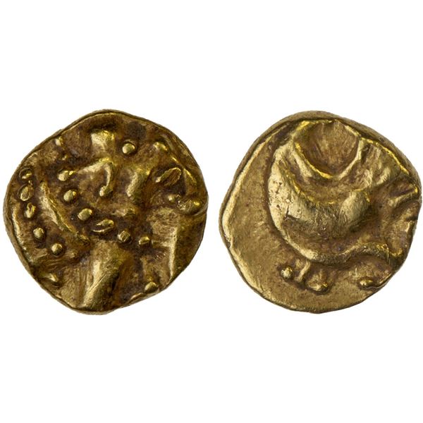 WESTERN GANGAS: Anonymous, AV fanam (0.37g), ca. 11th-14th century, XF