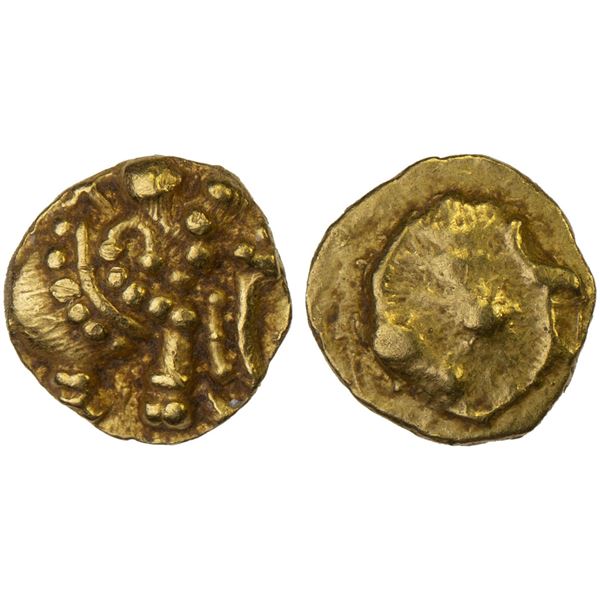WESTERN GANGAS: Anonymous, AV fanam (0.38g), ca. 11th-14th century, Choice XF