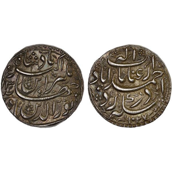 MUGHAL: Jahangir, 1605-1628, AR rupee (11.46g), Ahmadabad, AH1027 year 13, lovely XF-AU