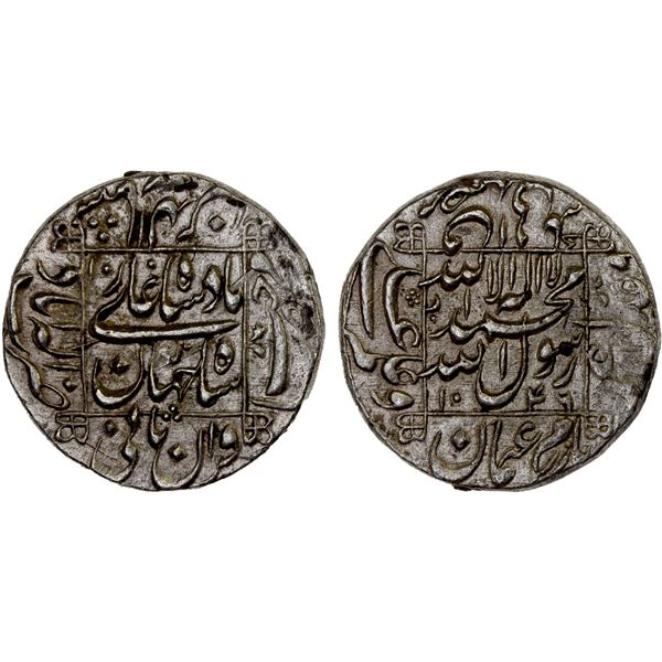 MUGHAL: Shah Jahan I, 1628-1658, AR broad rupee (11.37g), Allahabad, AH1046 year 10, choice AU