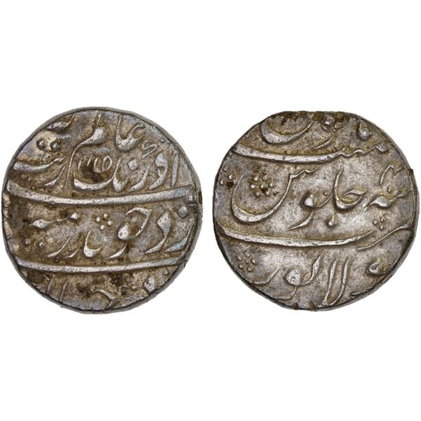 MUGHAL: Aurangzeb, 1658-1707, AR rupee (11.48g), Sholapur, AH1115 year 4x, XF