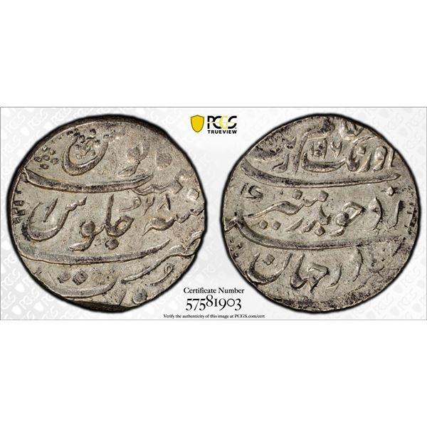 MUGHAL: Aurangzeb, 1658-1707, AR rupee (11.53g), Surat, AH1098 year 28, PCGS AU55
