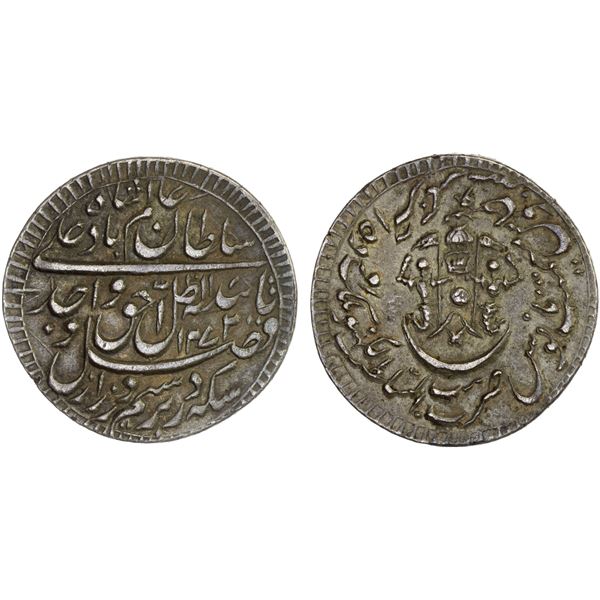 AWADH: Wajid Ali Shah, 1847-1856, AR rupee, Lucknow, AH1272 year 9, XF
