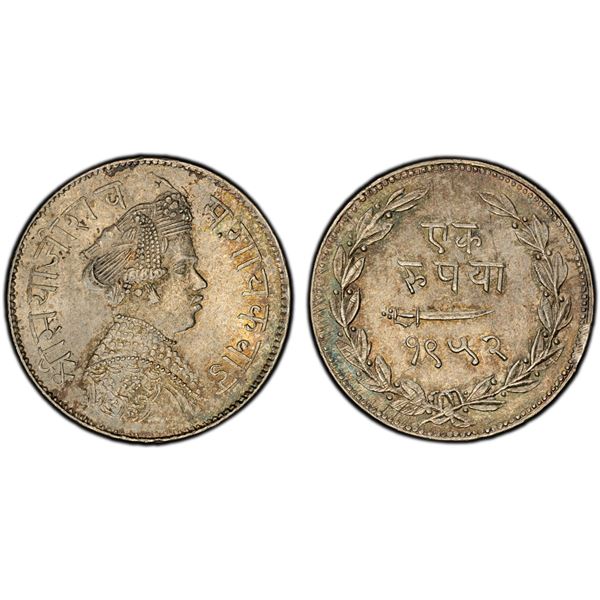 BARODA: Sayaji Rao III, 1875-1938, AR rupee, VS1952 (1895), PCGS MS63