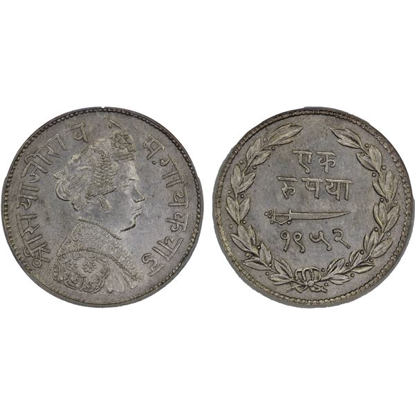 BARODA: Savaji Rao III, 1875-1938, AR rupee, VS1952, ICG graded AU55
