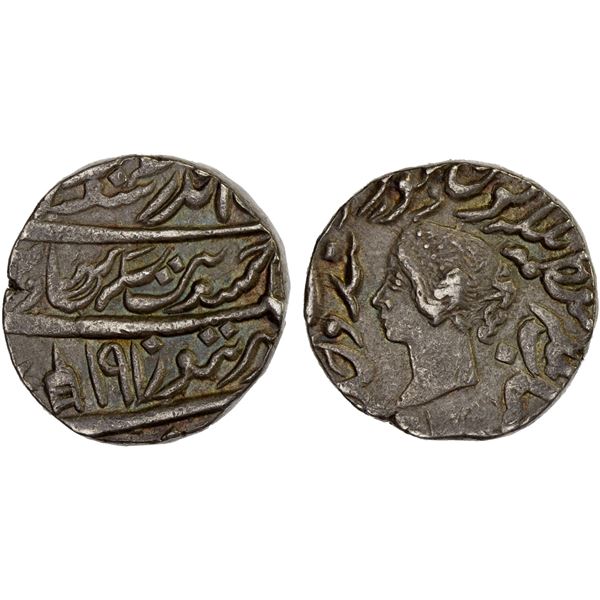 BHARATPUR: Jaswant Singh, 1853-1893, AR rupee (11.12g), Braj Indrapur (Bharatpur), VS1910, VF-XF