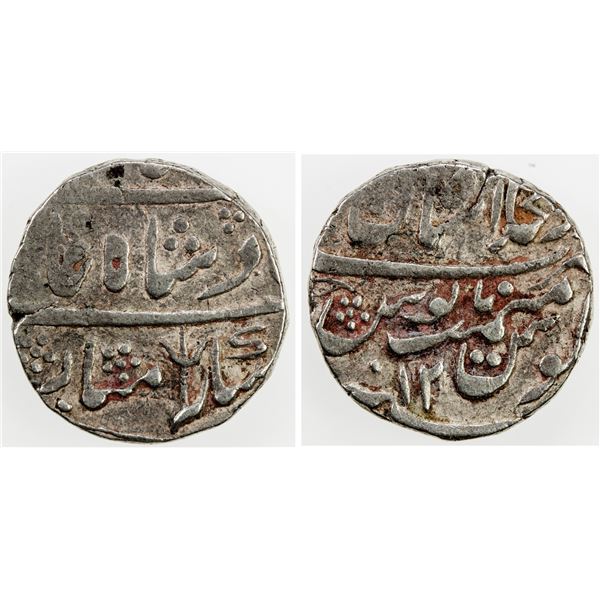 MARATHA CONFEDERACY: Shahpura, AR rupee (11.16g), "Shahjahanabad", year 12, strong VF