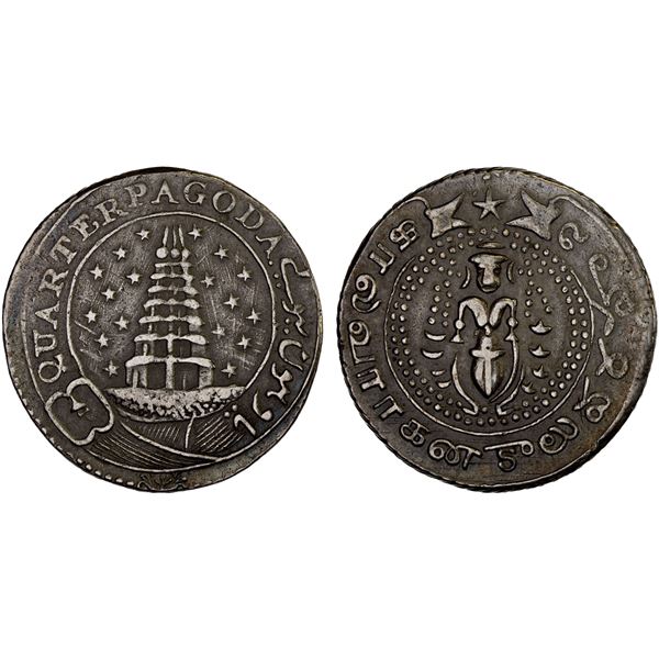 MADRAS PRESIDENCY: AR 1/4 pagoda (10.43g) (1808), choice VF