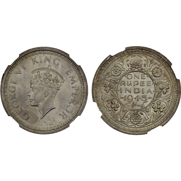 BRITISH INDIA: George VI, 1936-1952, AR rupee, 1945(b), NGC MS64