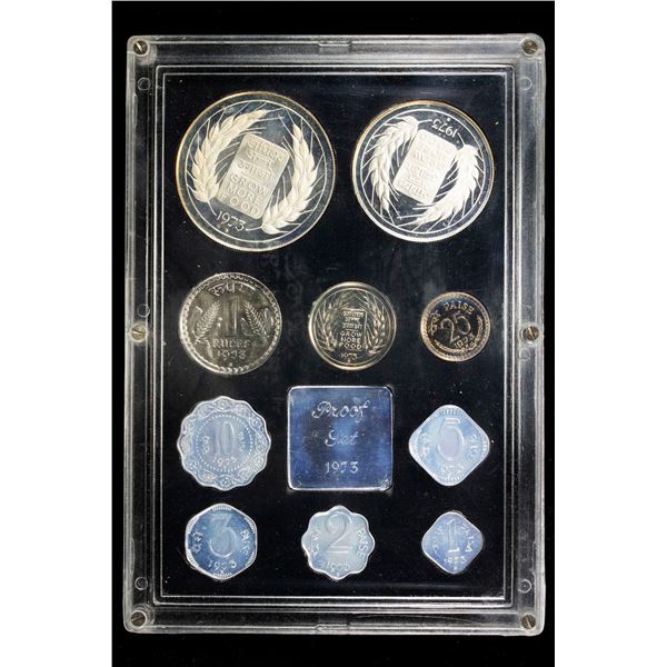 INDIA: Republic, 10-coin proof set, 1973-B