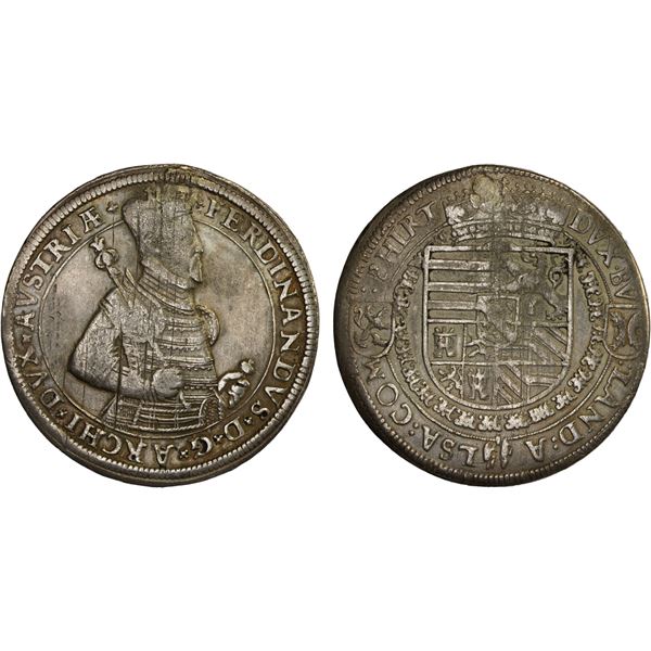 AUSTRIA: Ferdinand I, 1564-1595, AR thaler, Ensisheim, ND, VF