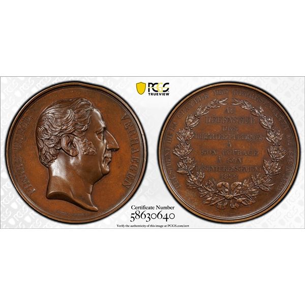 BELGIUM: AE medal (123.51g), 1852, PCGS Unc details