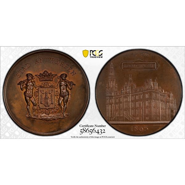 BELGIUM: AE medal (130.29g), 1895, PCGS MS63