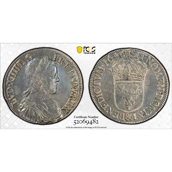 FRANCE: Louis XIV, 1643-1715, AR 1/2 écu à la mèche longue, Aix, 1646-&, PCGS AU53