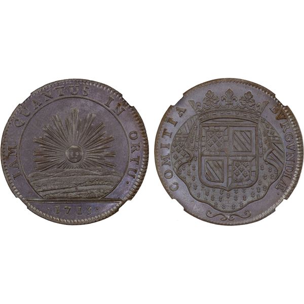FRANCE: Burgundy, AE medal, 1713, NGC MS63 BN