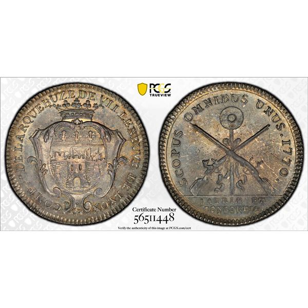 FRANCE: Lyon, AR jeton, 1770, PCGS MS63