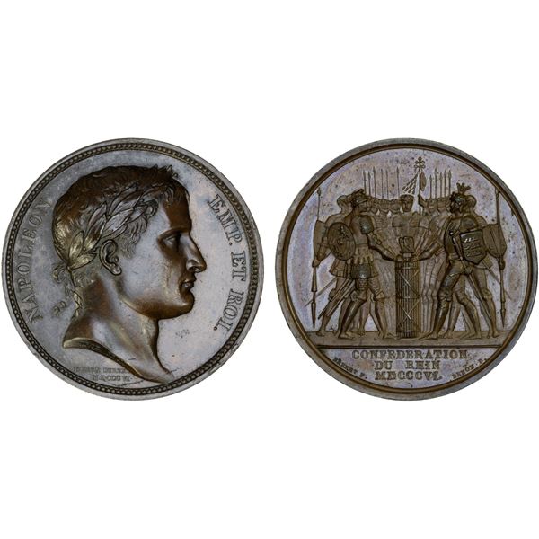 FRANCE: Napoleon I, 1804-1814, 1815, AE medal (35.27g), 1806, Unc