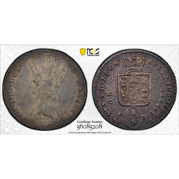 BRUNSWICK-LÜNEBURG-CALENBERG-HANOVER: George III, 1760-1814, AR 1/6 thaler, 1804, PCGS AU55