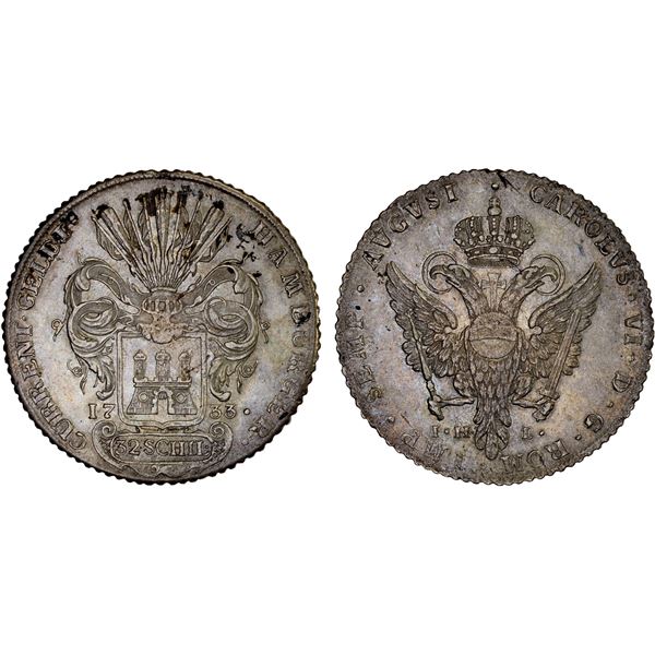 HAMBURG: Free City, AR 32 schilling, 1733, AU