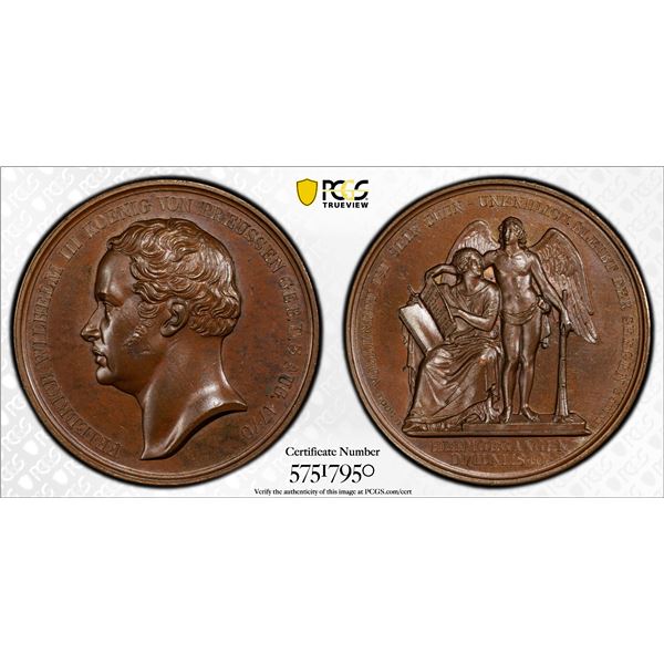 PRUSSIA: Friedrich Wilhelm IV, 1840-1861, AE medal, 1840, PCGS Specimen 65