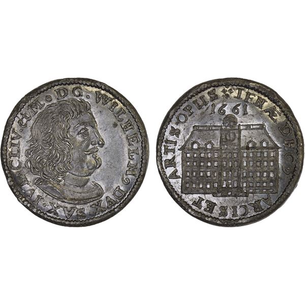SAXE-NEW WEIMAR: Wilhelm, 1641-1662, white metal medal, 1661, PCGS AU