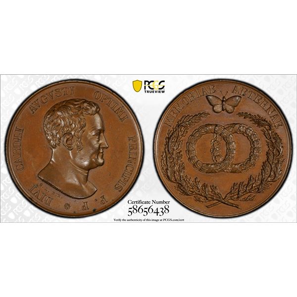 SAXE-WEIMAR-EISENACH: Karl Friedrich, 1828-1853, AE medal (39.62g), ND (1829), PCGS MS63