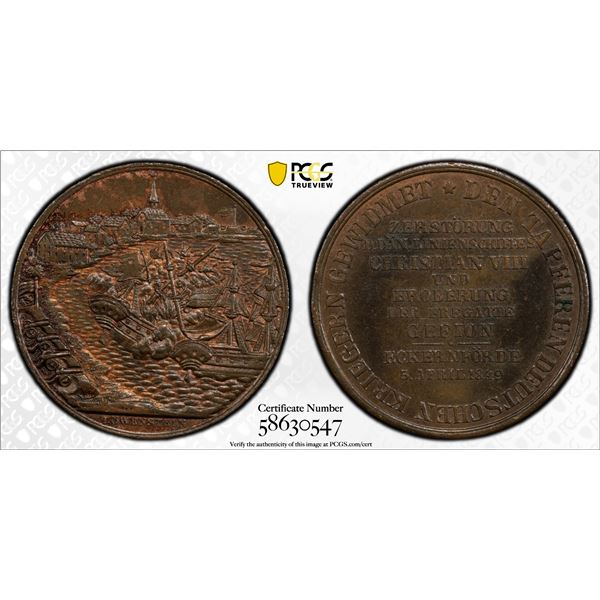 SCHLESWIG-HOLSTEIN: AE medal (14.63g), 1849, PCGS MS63