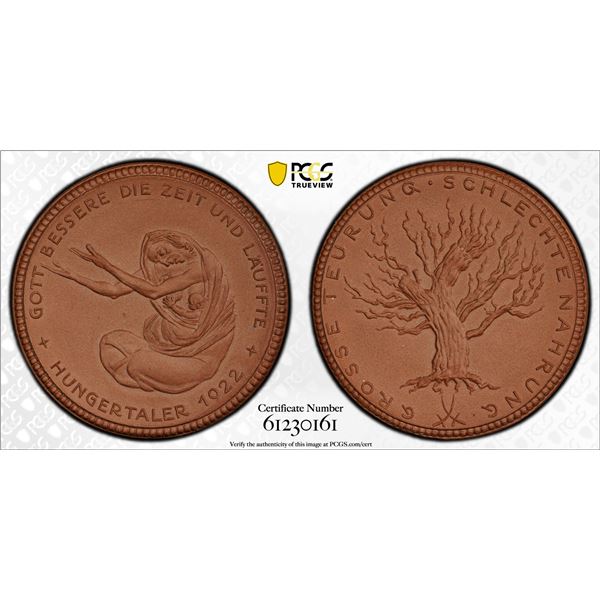 GERMANY: Weimar Republic, porcelain medal, 1922, PCGS MS66