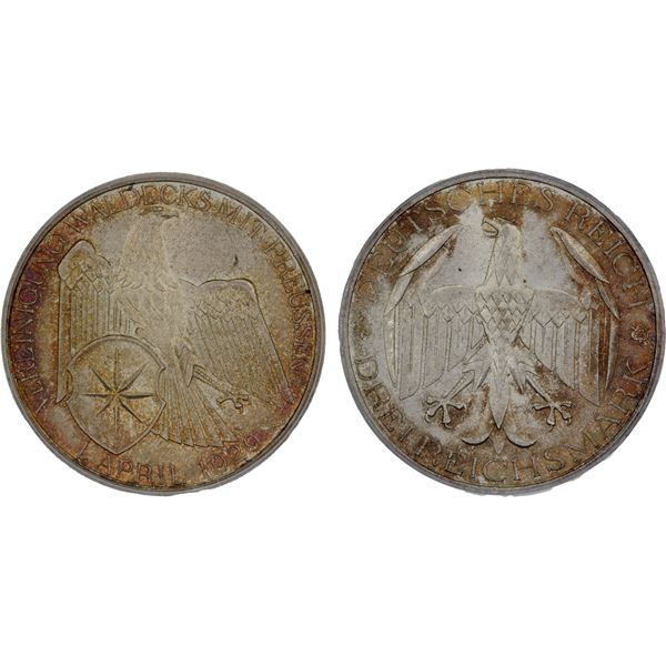 GERMANY: Weimar Republic, AR 3 reichsmark, 1929-A, ICG graded MS64