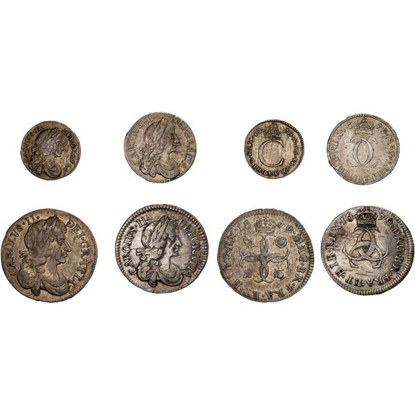 ENGLAND: Charles II, 1660-1685, AR maundy set, 1679