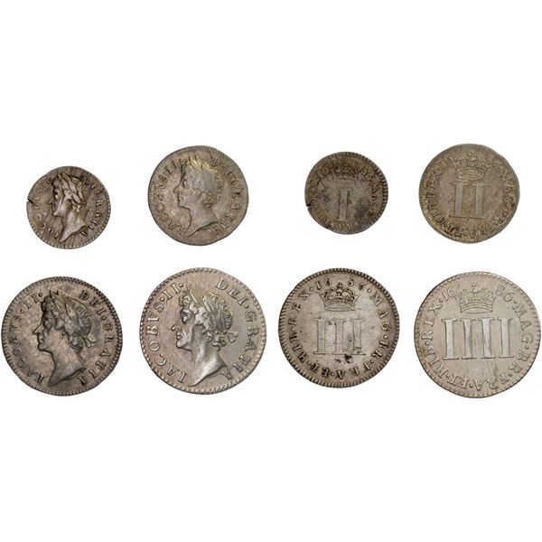 ENGLAND: James II, 1685-1688, AR maundy set, 1686