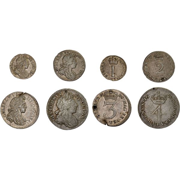 ENGLAND: William III, 1694-1702, AR maundy set, 1698