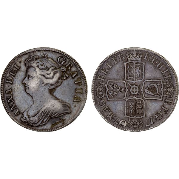 GREAT BRITAIN: Anne, 1702-1714, AR halfcrown, 1707, F-VF