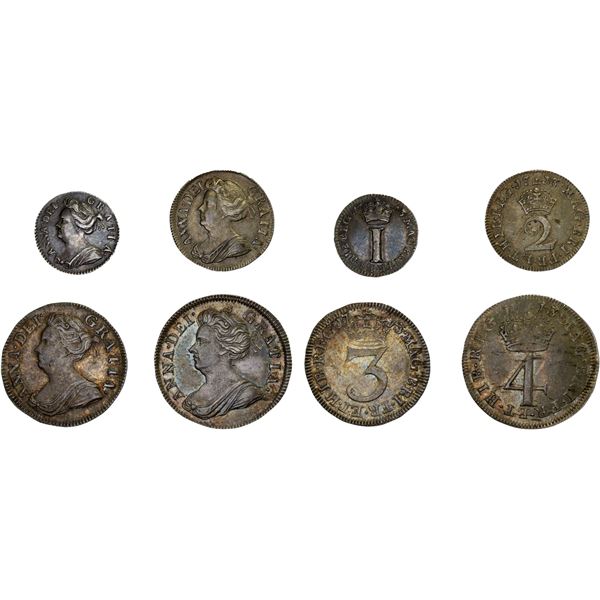 GREAT BRITAIN: Anne, 1702-1714, AR maundy set, 1713