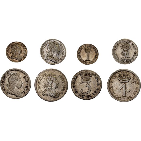 GREAT BRITAIN: George I, 1714-1727, AR maundy set, 1727