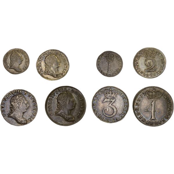 GREAT BRITAIN: George III, 1760-1820, AR maundy set, 1772