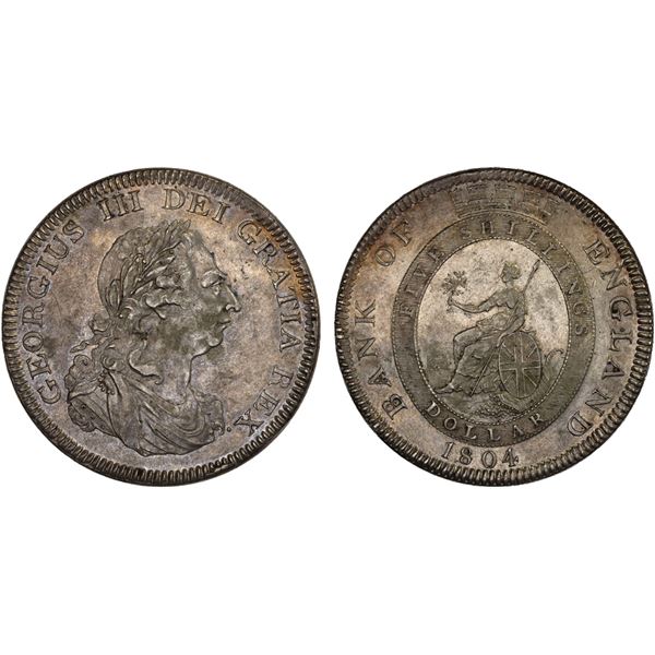 GREAT BRITAIN: George III, 1760-1820, AR dollar, 1804, XF